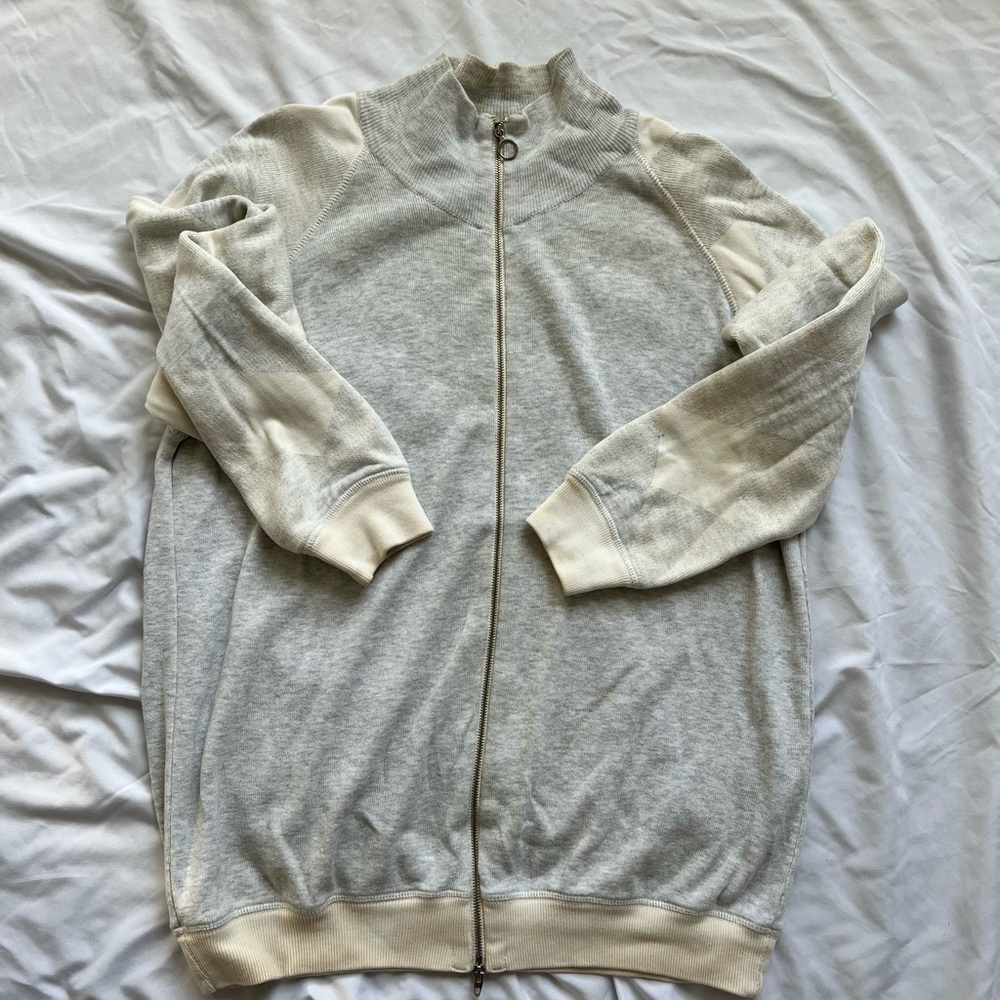 Gray and Cream Zip-Up